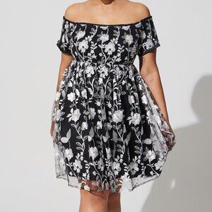 Mini Lace Smocked Off Shoulder Dress